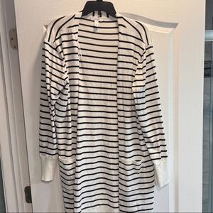 Nine West Black and White Striped Cardigan